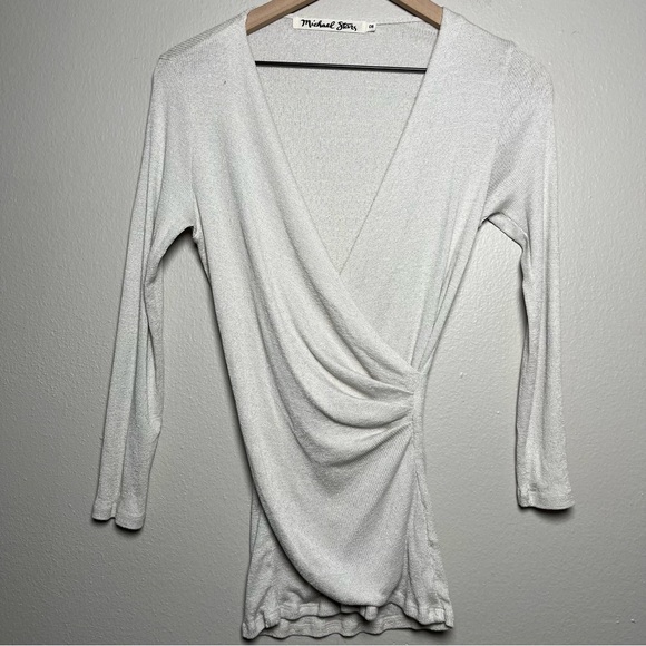 Michael Stars Women‎ Top One Size Gray Tan Long Sleeve Balletcore Coquette - Picture 1 of 10